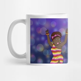 African American black woman disco funky dancing. Mug